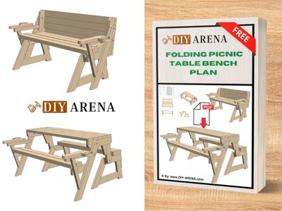 Free Folding Picnic Table Bench Plans PDF | DIY Arena